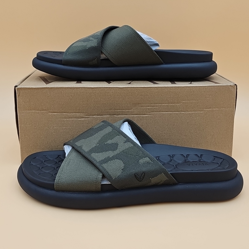 Vivaia Izzy Slip On Footbed Sandals Women's US 9-9.5 Dark Camo